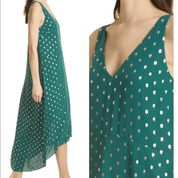 TED BAKER LONDON, Cami Metallic Dot Sleeveless High/Low Shift Dress - Picture 4 of 10